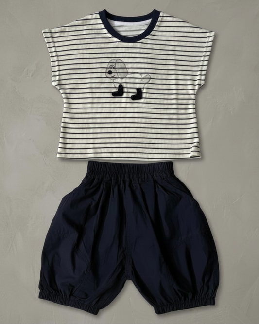 Pup Striped Shorts Set