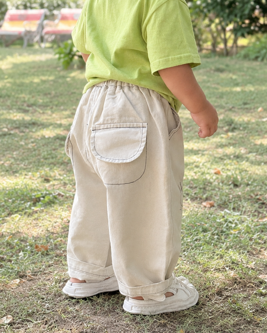 Happy Doodles Ivory Denim Pants