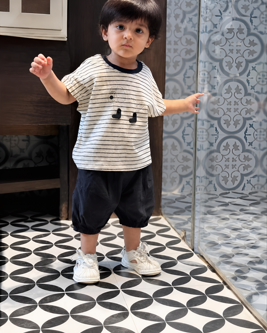Pup Striped Shorts Set
