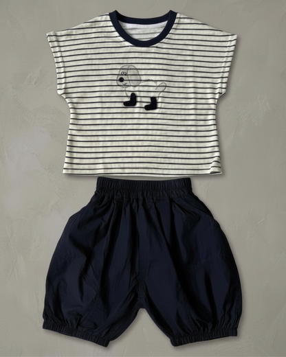 Pup Striped Shorts Set
