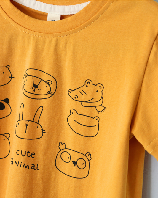 Animal Sketch Yellow T-Shirt