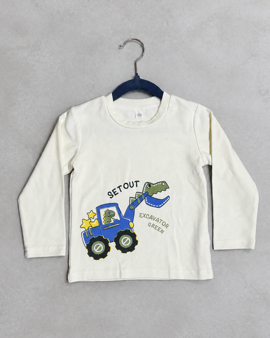Excavator Dino White T-Shirt