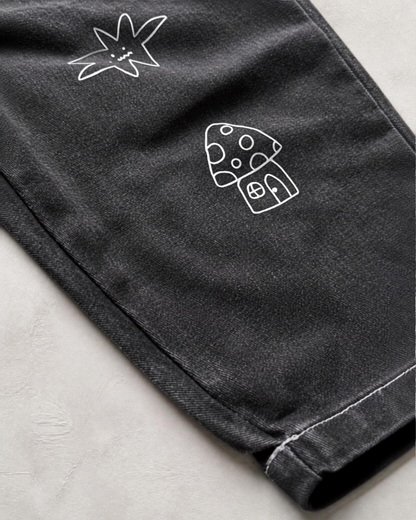 Happy Doodles Slate Denim Pants