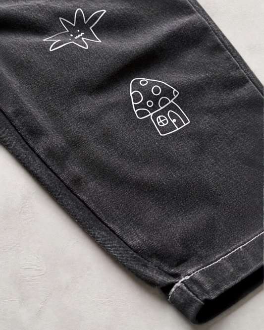 Happy Doodles Slate Denim Pants
